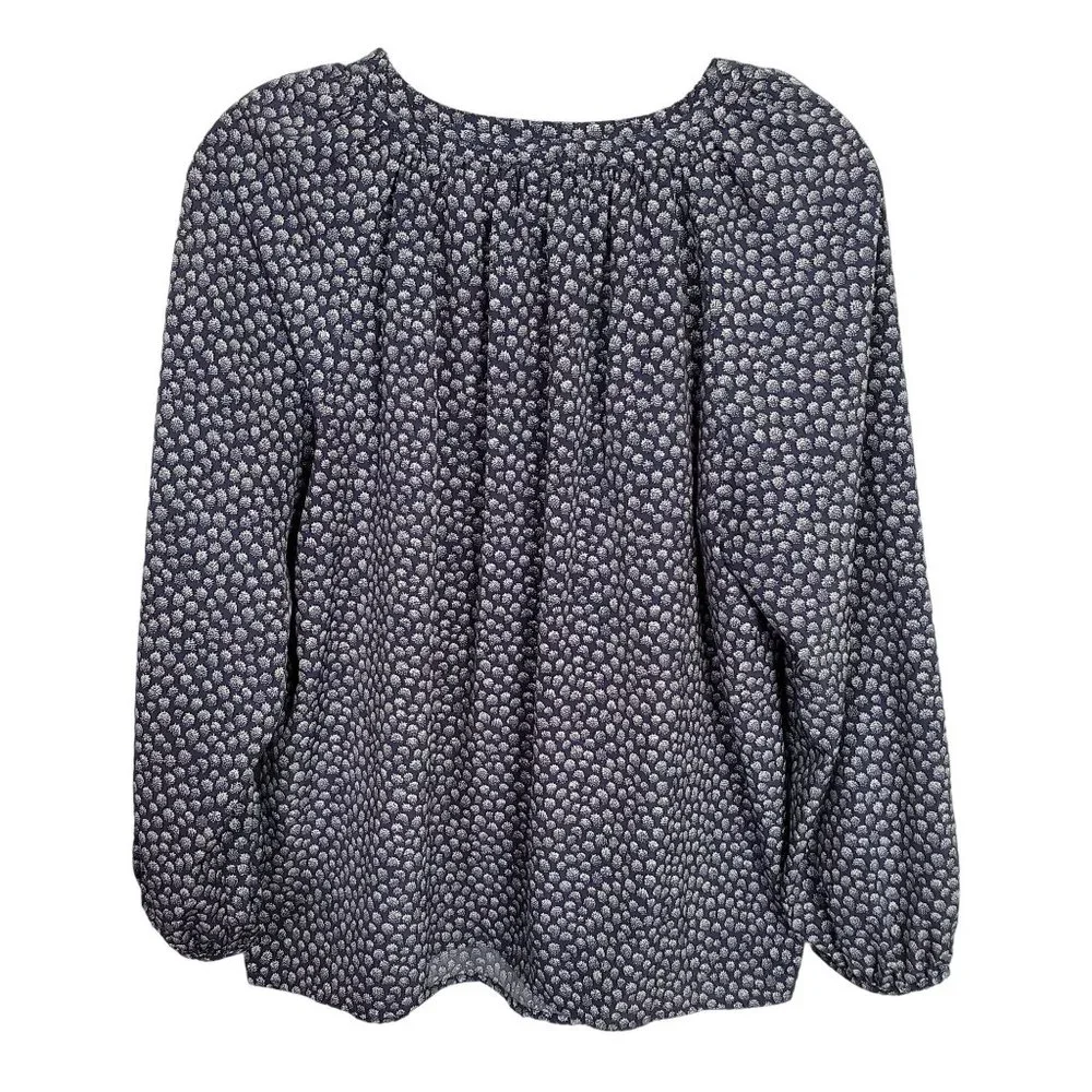 Boden Size 12 12R Blouse Peasant Boho Puff Sleeve Ribbon Tie Keyhole Blouson - Picture 3 of 7